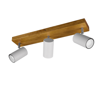 Marley spotlight 3-pc GU10 matt white/wood — 812400331