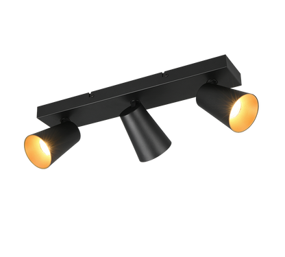 Sharp spot 3-pc GU10 matt black/gold — 817100332