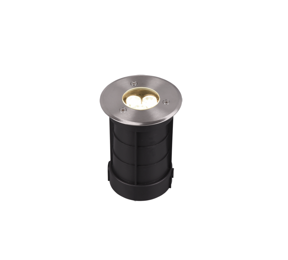 Belaja LED ground spot 11 cm round brushed steel — 821660107