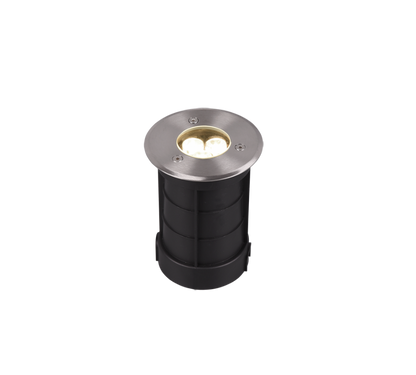 Belaja LED ground spot 11 cm round brushed steel — 821660107