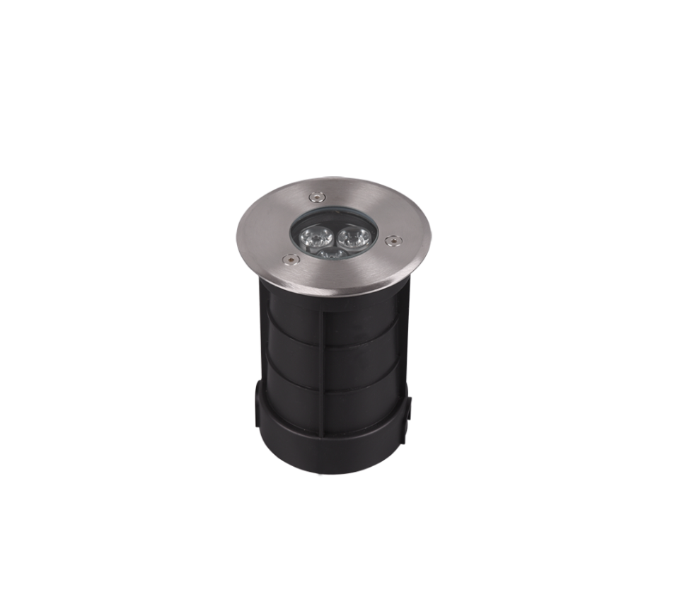 Belaja LED ground spot 11 cm round brushed steel — 821660107