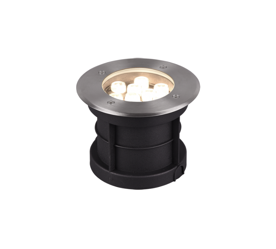 Belaja LED ground spot 16 cm round brushed steel — 821660207