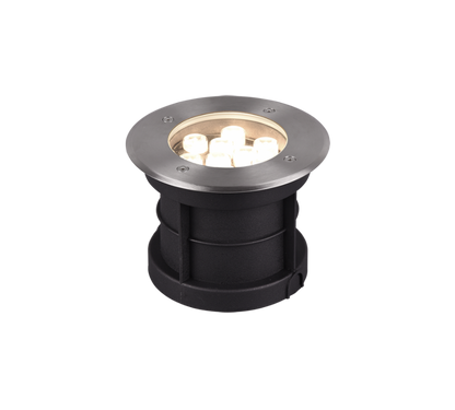Belaja LED ground spot 16 cm round brushed steel — 821660207