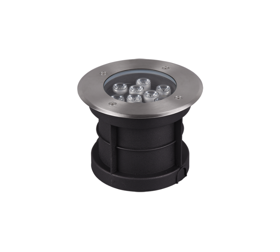 Belaja LED ground spot 16 cm round brushed steel — 821660207