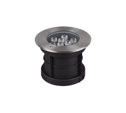Belaja LED ground spot 16 cm round brushed steel — 821660207