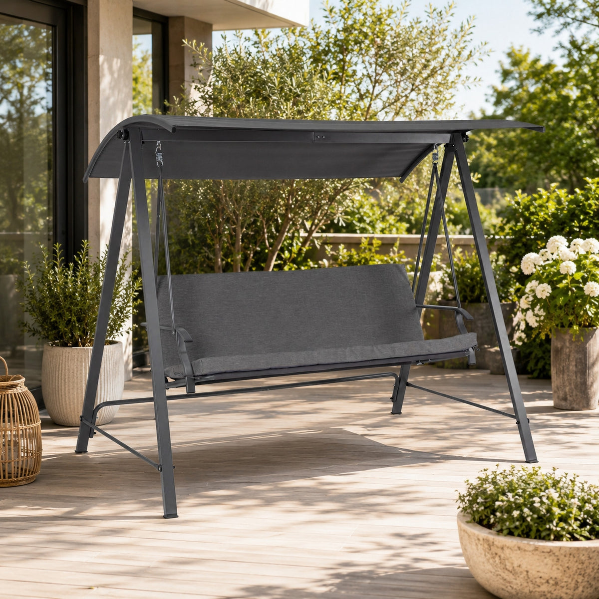 Bizzotto Teseo Charcoal-D.Grey Swing Cushion 3P — Bizzotto