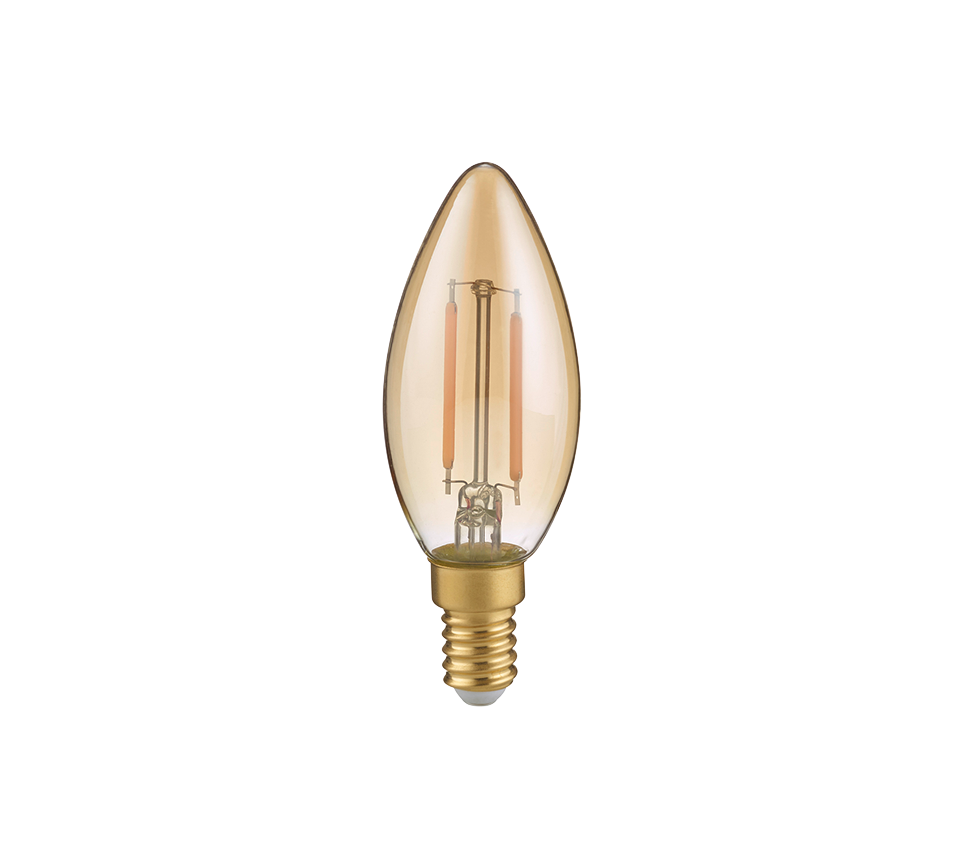 Bulb LED E14 filament candle 2W 225 lm 2700K brown 3-pack — 989-3279