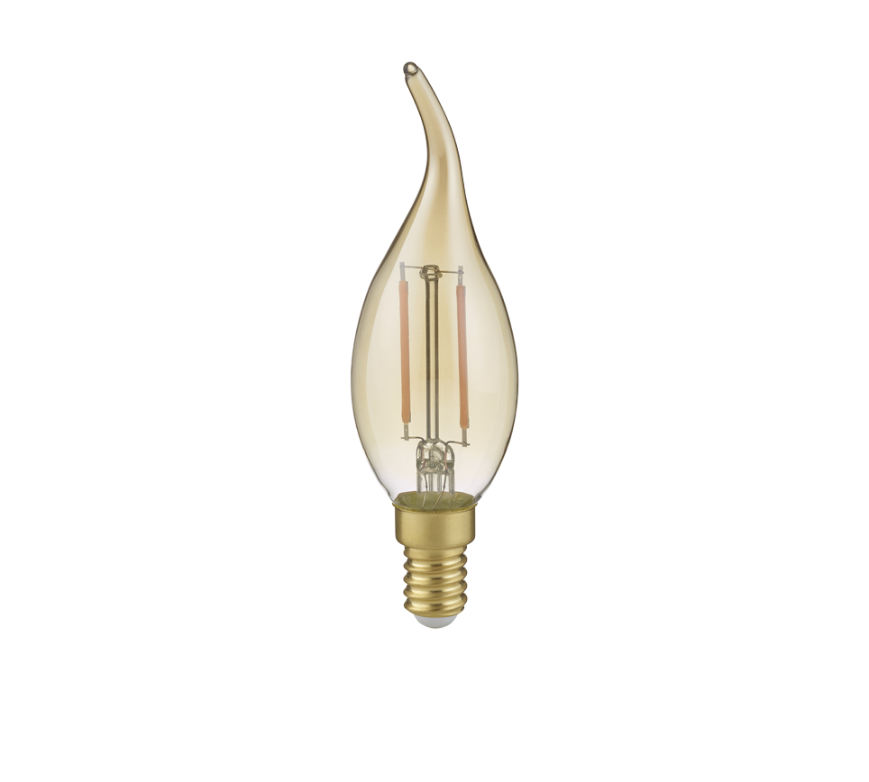 Bulb LED E14 filament candle with a tip 2W 225 lm 2700K brown — 990-279