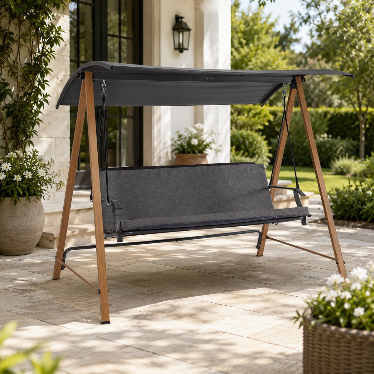 Bizzotto Icaro Nat-D.Grey Swing Cushion 3P — Bizzotto