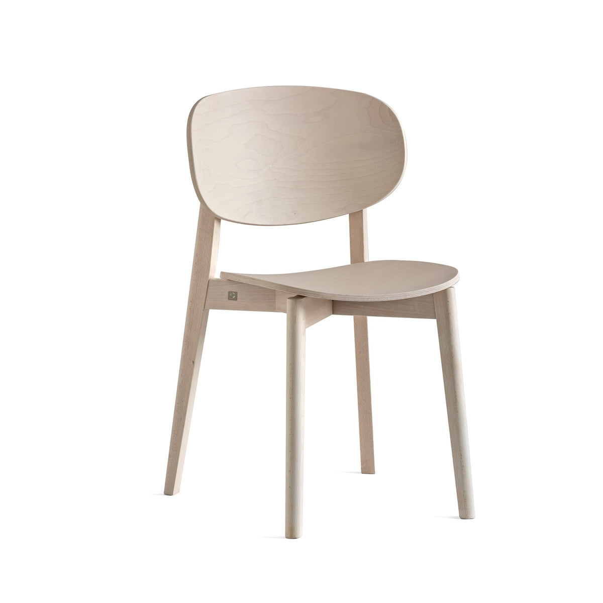 Connubia Eide CB2188 chair with wooden seat and back, shown in natural wood.