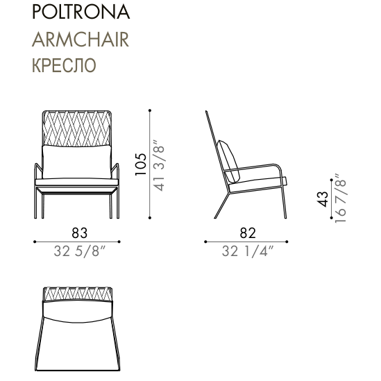 Desiree Armchair ALIX - dimensions, item code 001010