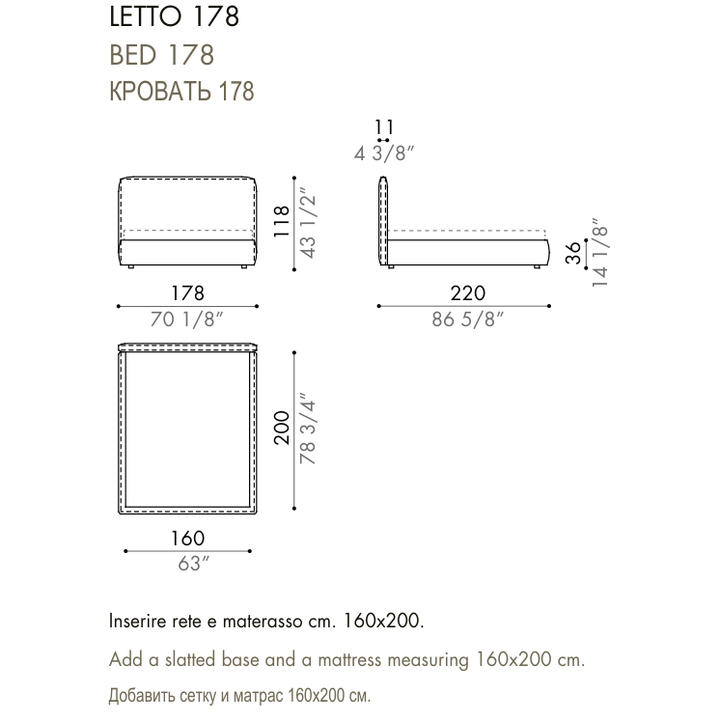 Desiree Bed BLO 118 - dimensions, item code 009030