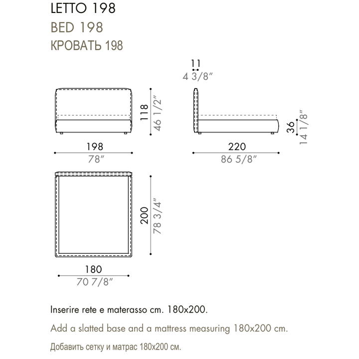 Desiree Bed BLO 118 - dimensions, item code 009031