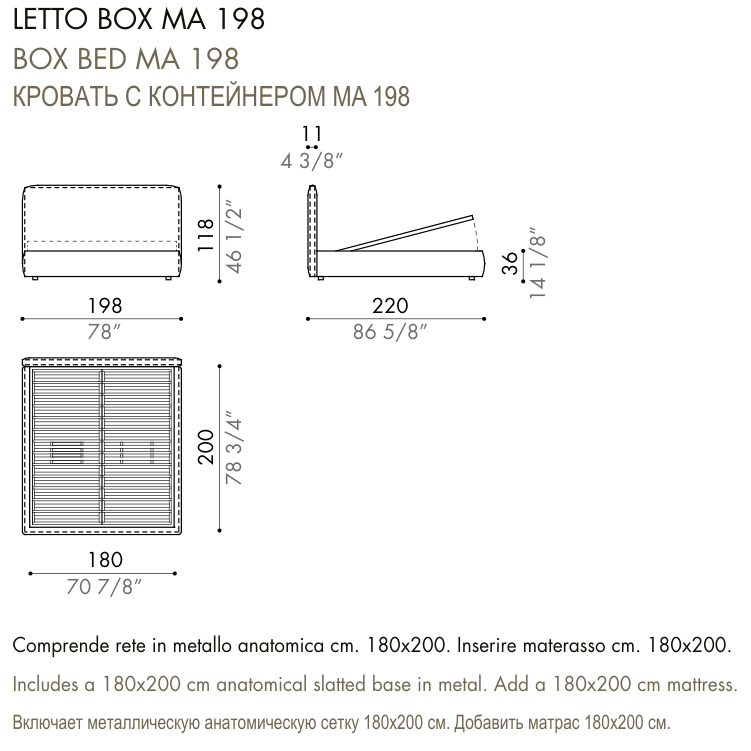 Desiree Bed BLO 118 - dimensions, item code 009037