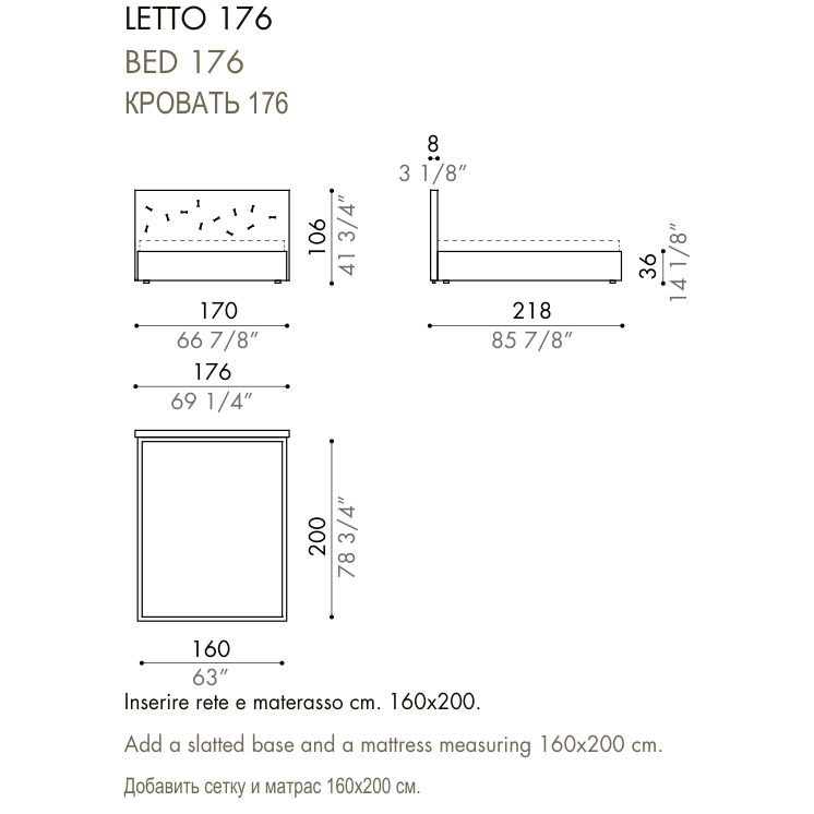 Desiree Bed CHANCE - dimensions, item code 009042
