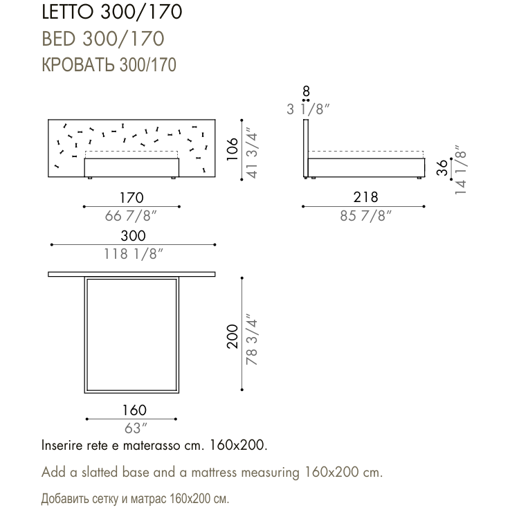 Desiree Bed CHANCE - dimensions, item code 009044