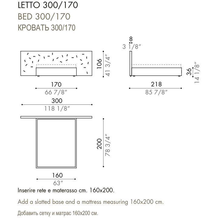 Desiree Bed CHANCE - dimensions, item code 009044