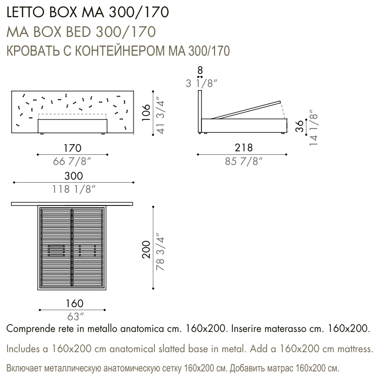 Desiree Bed CHANCE - dimensions, item code 009055