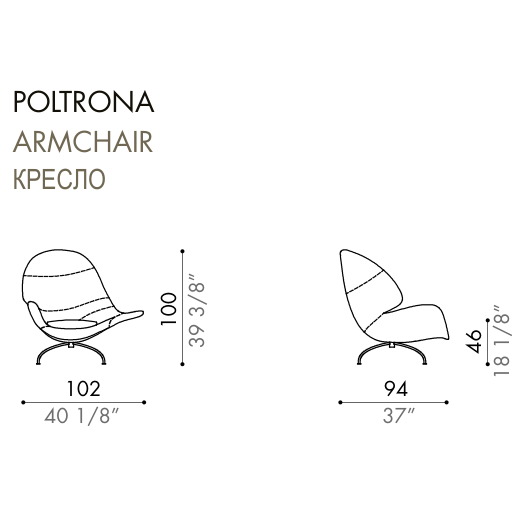 Desiree Armchair CLOÉ - dimensions, item code 001010