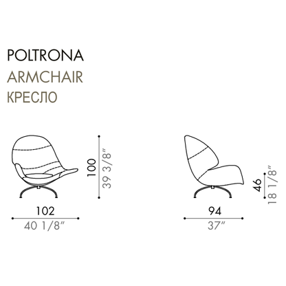 Desiree Armchair CLOÉ - dimensions, item code 001010