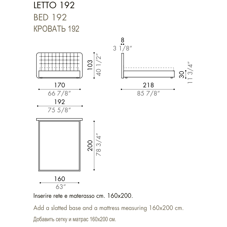 Desiree Bed DEDALO - dimensions, item code 009032
