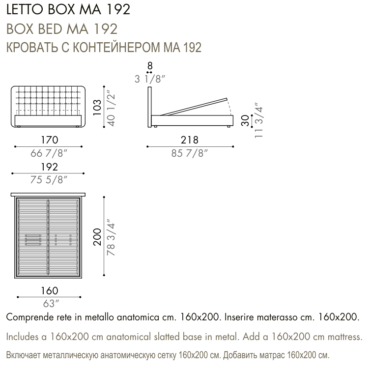 Desiree Bed DEDALO - dimensions, item code 009035