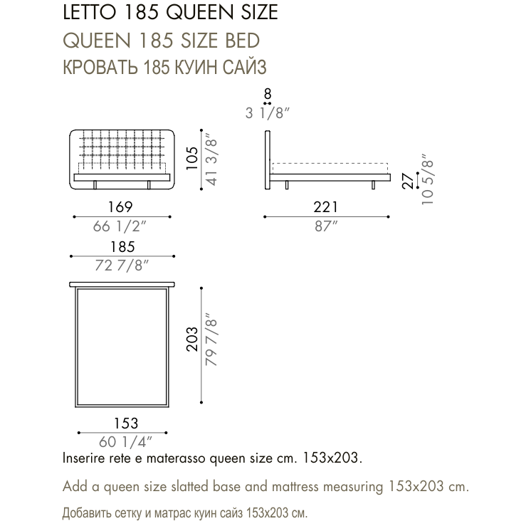 Desiree Bed DEDALO UP - dimensions, item code 009067