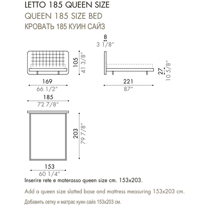 Desiree Bed DEDALO UP - dimensions, item code 009067