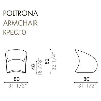 Desiree Armchair LE MIDÌ - dimensions, item code 001010