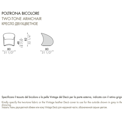 Desiree Armchair LE MIDÌ - dimensions, item code 001015