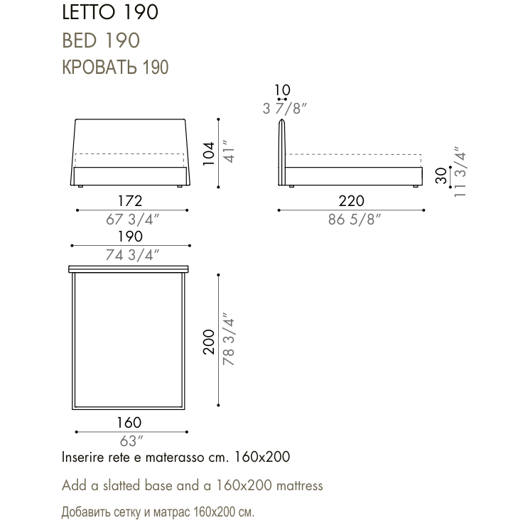 Desiree Bed LOV - dimensions, item code 009030