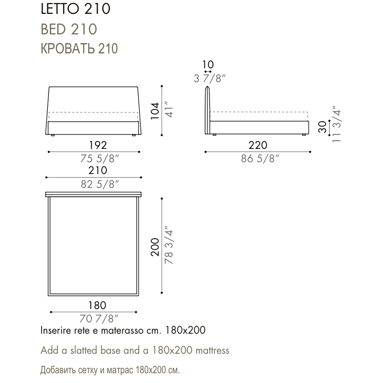 Desiree Bed LOV - dimensions, item code 009031