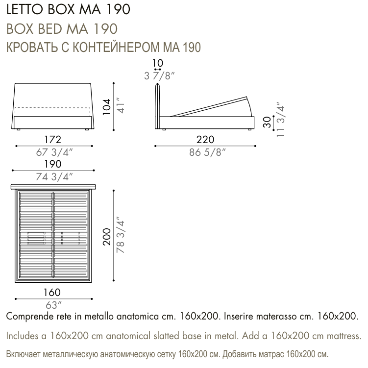 Desiree Bed LOV - dimensions, item code 009035