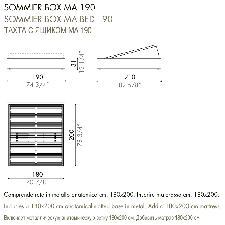 Desiree Bed Base LUDWIG - dimensions, item code 009137