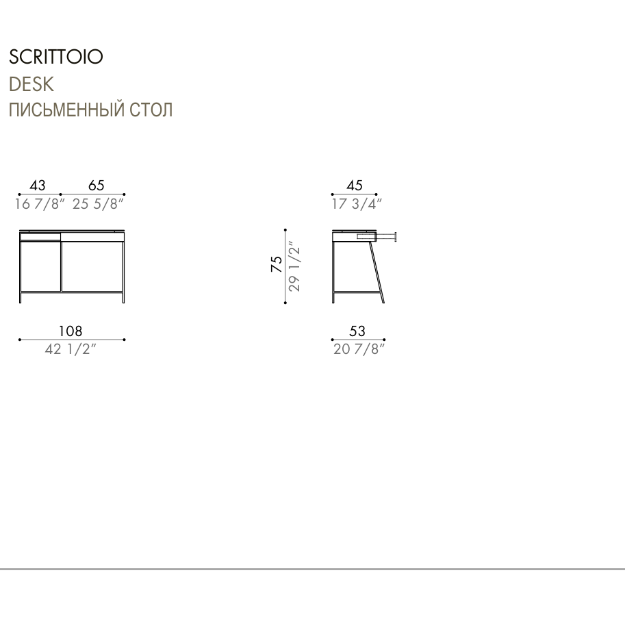 Desiree Desk RITO - dimensions, item code 007820