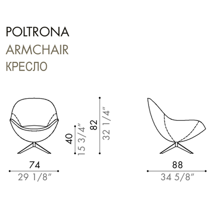 Desiree Armchair SOOR - dimensions, item code 001010