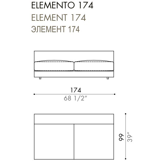 Desiree Modular Sofa Element VON - dimensions, item code 003060