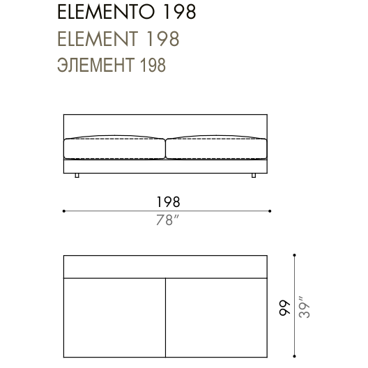 Desiree Modular Sofa Element VON - dimensions, item code 003070