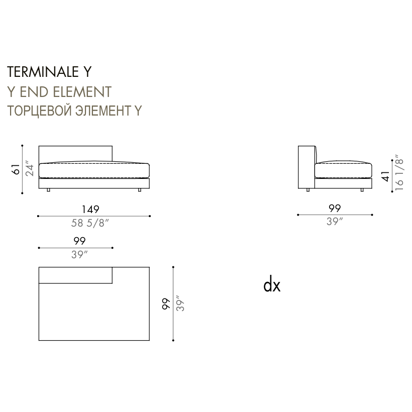 Desiree Modular Sofa Element VON - dimensions, item code 006050