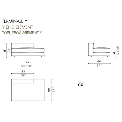 Desiree Modular Sofa Element VON - dimensions, item code 006050