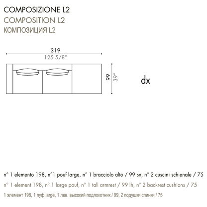 Desiree Modular Sofa Composition VON - dimensions, item code C00014