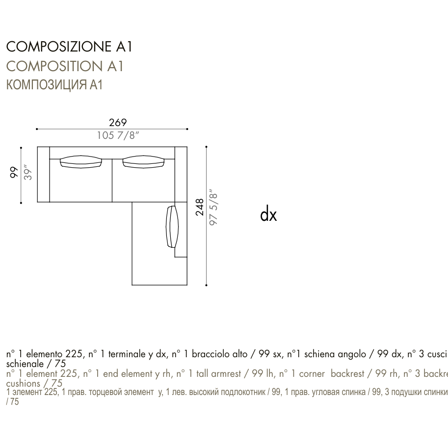 Desiree Modular Sofa Composition VON - dimensions, item code C00030