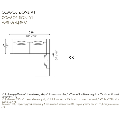 Desiree Modular Sofa Composition VON - dimensions, item code C00030