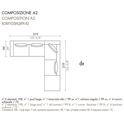Desiree Modular Sofa Composition VON - dimensions, item code C00040