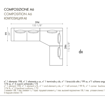 Desiree Modular Sofa Composition VON - dimensions, item code C00070
