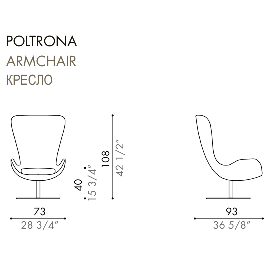 Desiree Armchair WING - dimensions, item code 001010