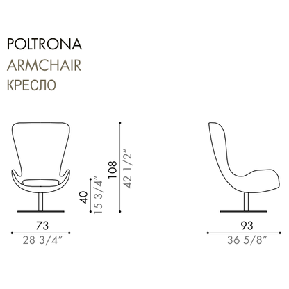 Desiree Armchair WING - dimensions, item code 001010