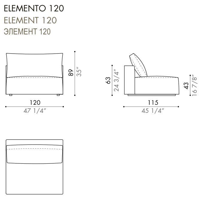 Desiree Modular Sofa Element ZENIT - dimensions, item code 003040