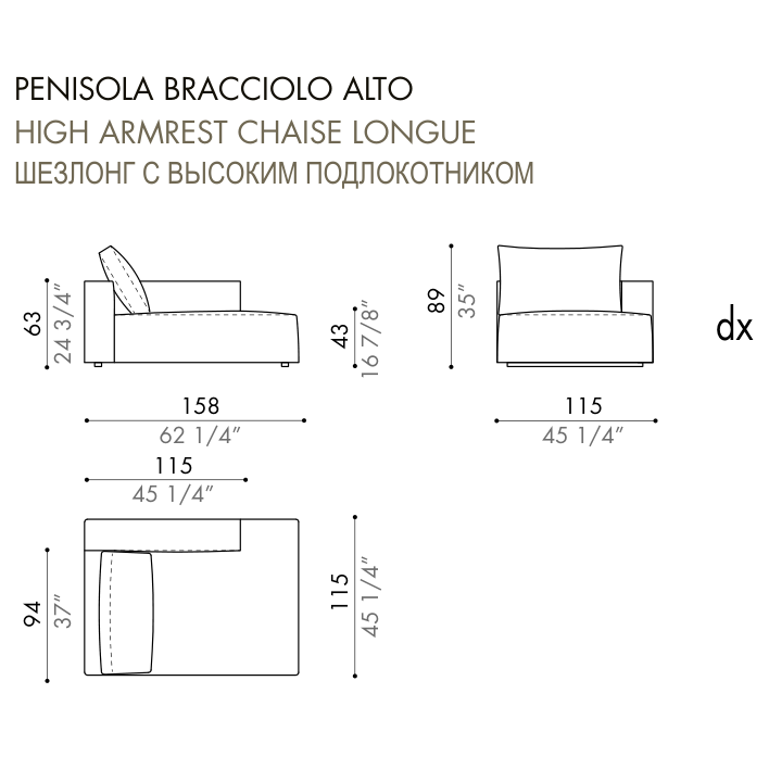 Desiree Modular Sofa Element ZENIT - dimensions, item code 006010