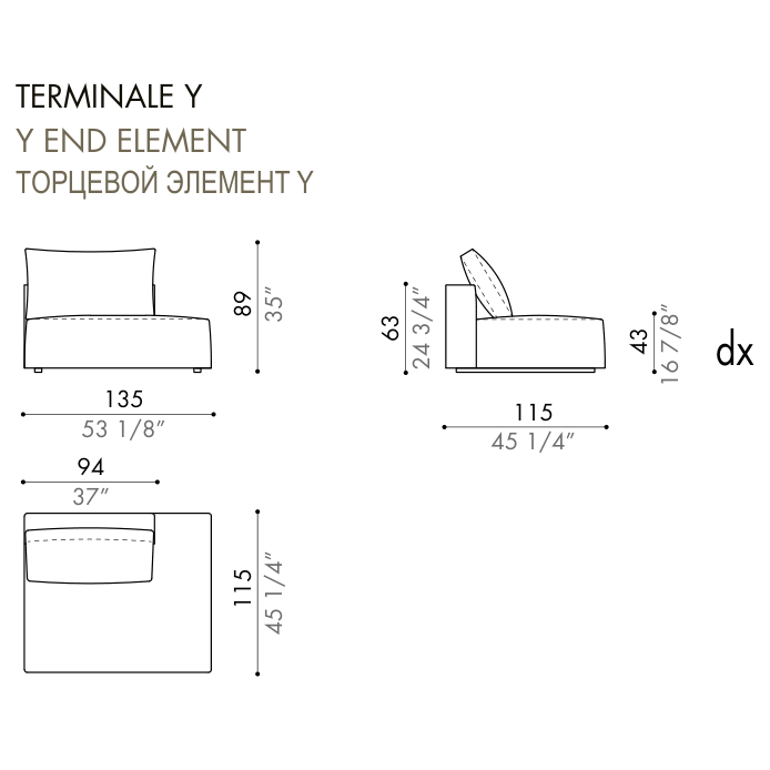 Desiree Modular Sofa Element ZENIT - dimensions, item code 006050